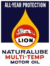 Lion Naturalube Motor Oil - Year Round Defense NEW Metal Sign: 12x16 Ships Free picture