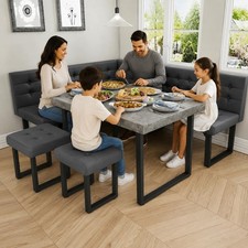 Modern 5-Piece Corner Dining Table Set for Small Spaces, 72-Inch Nook with Stora picture