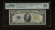 DBR 1934-A $10 North Africa Silver STAR Fr. 2309* PMG 25 Serial *01067210A picture