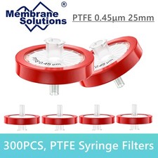 300pcs Syringe Filter PTFE Membrane 25mm 0.45μm Size Biomed School No-Sterile PP picture