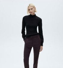 Mango MNG  Black Tight-Knit Mock Neck Pullover Sweater Long Sleeve SZ L NWT  picture