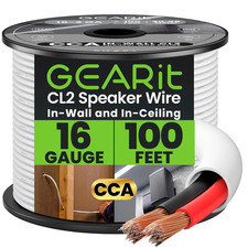 GEARit 16 Gauge in-Wall Speaker Wire 100FT,CL2 Rated 16/2 CCA Wire,White picture
