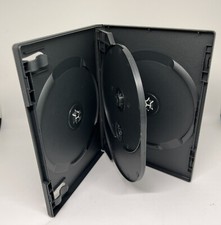 3 PCS New Top Quality Black 14mm QUAD (4) Disc DVD Case, Flip Tray,  DB14-4B picture
