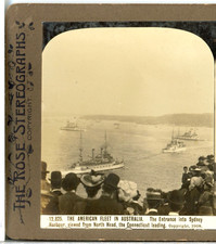 Geo Rose, U.S. Great White Fleet In Australia, Sydney Harbour--Stereoview A197 picture
