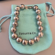 Tiffany & Co Sterling Silver 8mm Bead Bracelet 6 1.4” AG925 19.5g Box Pouch picture