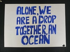 Sam Durant Hand Sprayed Signed Limited Edition Blue 'Alone We Are A Drop' /100 picture