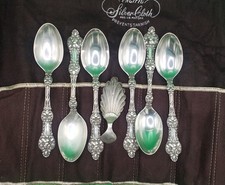 1905  Alvin Manufacturing BLOSSOM STERLING SILVER 8 PC Silver Cloth Set -  RARE picture