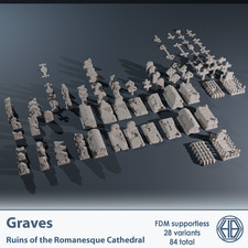Graves | Wargame Bulk Scatter Terrain | 60x Pieces | FDM printed picture