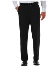 Haggar Mens Classic fit Dress Pants 40 / 30 Black Solid picture