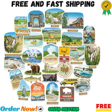 Yellowstone National Park Stickers (28Pcs) – Hand-Illustrated, America, Nature-T picture