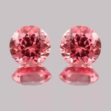 AAA 8x8 MM Natural Ceylon Padparadscha Sapphire Round Loose Gemstone Cut Pair picture
