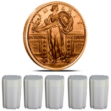 (100) STANDING LIBERTY - 1 OZ COPPER ROUND - BULLION - LOT picture