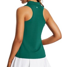 baleaf Women's Golf Sleeveless Green Polo Racerback with Zipper Collar Size L picture