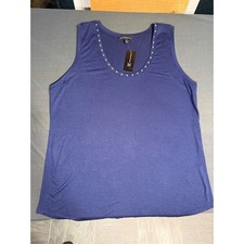 INC International Concepts Womens XXL Navy Blue Studded Scoop Neck Tank Top NWT picture