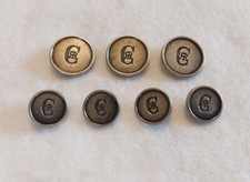 Cerruti Set of 7 Antique Silver Metal Shank Blazer Buttons Replacement picture