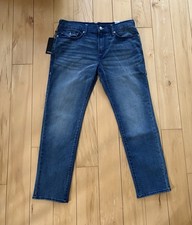 NWT True Religion Geno Relaxed Slim Jeans W36 L32 Blue Stitching picture