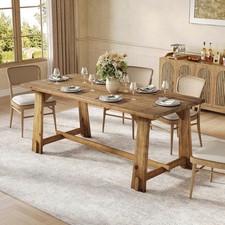 63'' Rectangular Solid Wood Dining Table Farmhouse Kitchen table for 4-6 People picture