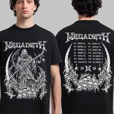 Megadeth North America Tour 2026 T-Shirt Vic The Reaper Skeleton Two Sided Tee picture