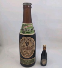 Vintage Guinness Beer Bottle 1960s Imported Stout EMPTY w/ Cap +Mini Bottle picture