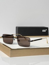 Montblanc MB7171S Sunglasses 59□16-147, Rimless Square Frame, Black Brown New picture