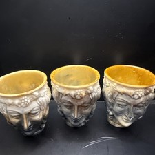 Vintage Handcrafted Incolay Stone Greek Goddess Cup Mug Woman Lady Face lot 3 picture