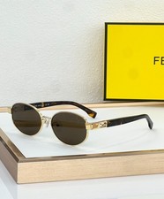 FENDI FE40217U Gold Tortoise Round Sunglasses Brown Lens 57-16-140 picture