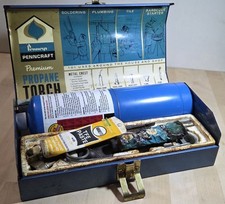 Vintage Penncraft Torch Kit With Metal Chest Made In USA All Original Pcs Incl. picture