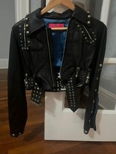 RARE COLLECTOR PIECE Juicy Couture Studded Leather Moto Jacket Ltd Edition Y2K picture