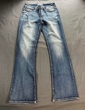 BKE Stella Mid-Rise Slim Fit Bootcut Jeans Size 29 Blue Distressed Denim picture