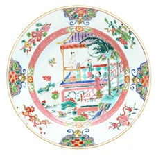 Chinese Porcelain Plate Rose Romance of the Western Chamber Yongzheng Qing 18C picture