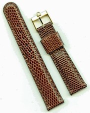 Brown 19mm Genuine Lizard MB Strap Band Leather & Vintage Gold Omega Buckle picture