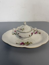 Vintage Wawel Floral Fine China Serving Platter And Sugar Bowl Poland picture