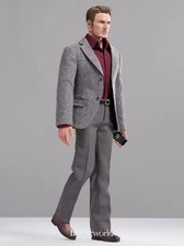 1Set 1/6 Male Narrow Shoulder Gray Suit For 12