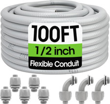 100FT Liquid-Tight Conduit and Connector Kit, 1/2 Flexible Non Metallic Electric picture