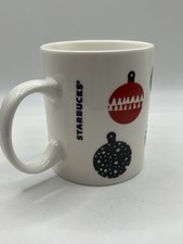 Starbucks 2016 Holiday Christmas Ornament Mug White Red Black Patterned 12oz picture