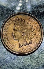 1908-S Key-Date Indian Head Cent Penny Coin About Uncirculated amazing penny picture