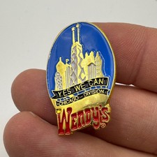 Vintage Wendy's Chicago Division Yes We Can Skyline Enamel Lapel Pin Gold Tone picture