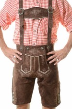 NEW Bavarian Oktoberfest Lederhosen Shorts Antique Brown Tracht #KAISER picture