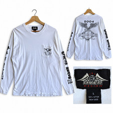 VTG 2004 Myrtle Beach Fall Rally Biker T-Shirt Mens L White Long Sleeve Pocket picture