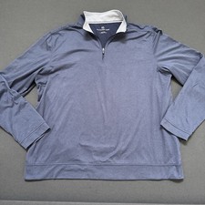 Mens Southern Tide Performance Long Sleeve 1/4 Zip Pullover Blue - Large picture