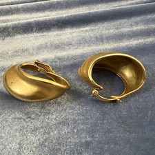 Vtg 1980s Matte Gold Sculptural Clip Earrings RLM Robert Lee Morris Era DK picture