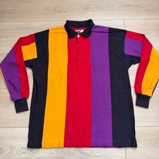 Vintage McIntosh & Seymour Rugby Polo Shirt XL Color Block Striped USA Made LS picture