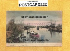 CT Willimantic 1907 antique postcard RIVER AT COLUMBIA BRIDGE & PEOPLE CONN picture