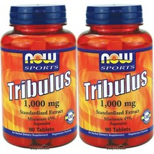 2 x NOW FOODS Tribulus 1000 mg 90 Tabs 45% Saponins Testosterone Boost picture