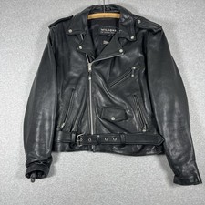 Vintage Wilsons Leather Jacket Mens Large Motorcycle Biker Zip Collared Mint picture