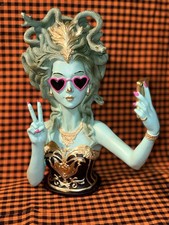 Ghoulish Snake Hair “MEDUSA” Peace Sign & Sunglasses Selfie 12” Halloween Statue picture