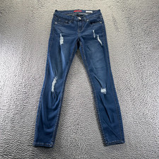 Guess Power Jeans Womens 28x29 Blue Cotton Denim Skinny Low-Rise Distressed picture