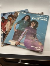 Vintage 1970s-80s Knit & Crochet Sweater Pattern Leisure Arts & Spinnerin Lot 3 picture