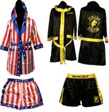 Rocky Balboa Movie Cosplay Boxing Robe Shorts Costume Set American Flag/Italian picture