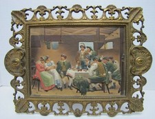 B&H BRADLEY HUBBARD Antique TAVERN PUB Scene Hand Painted Decorative Arts Plaque picture